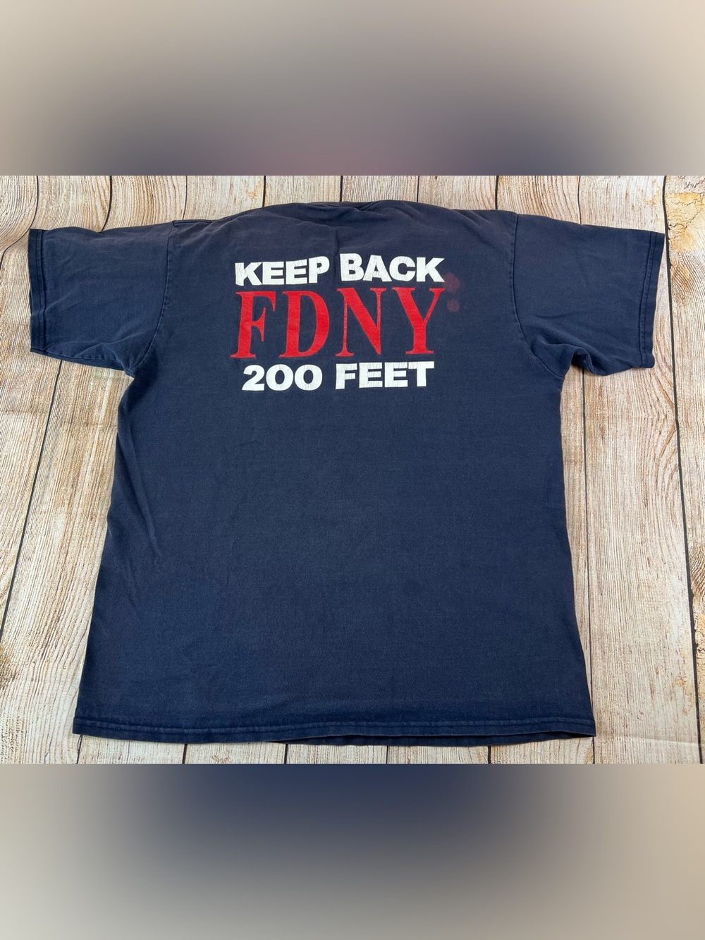 Vintage Lee FDNY Firefighter T Shirt Blue Size XL